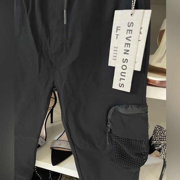 New Seven Souls Boy's Zip Pocket Drawstring Jogger Pants Beige Size 18 - Picture 7 of 14